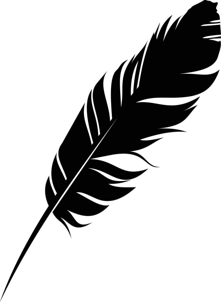 Silhouette of a bird feather in black vector