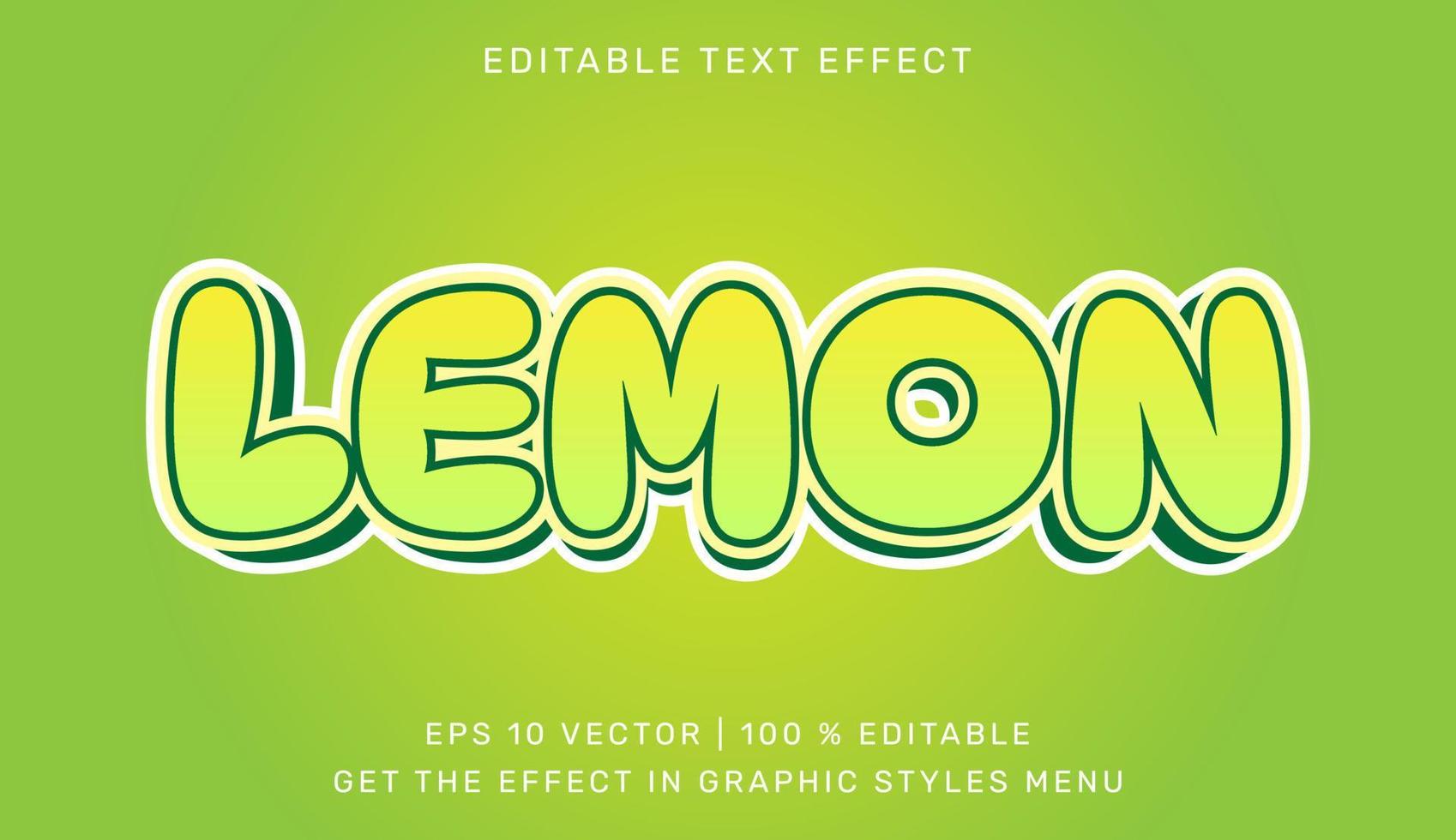 Lemon 3d editable text effect vector