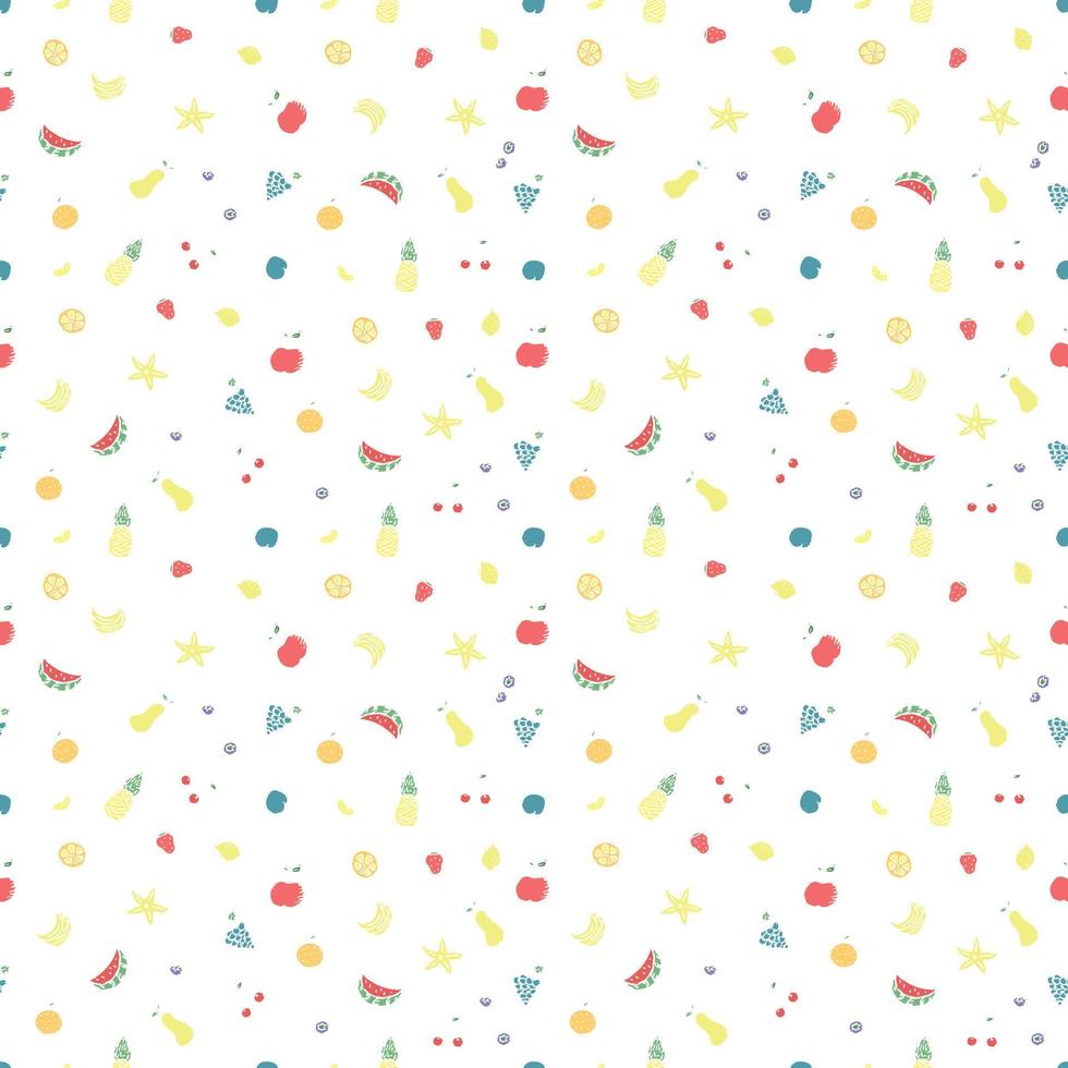 Seamless fruit pattern. doodle background with fruit icons. Fruit background vector