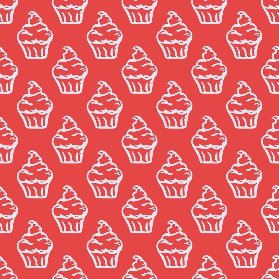 Seamless cake pattern. Sweets and candy background. Doodle vector illustration with sweets and candy icons