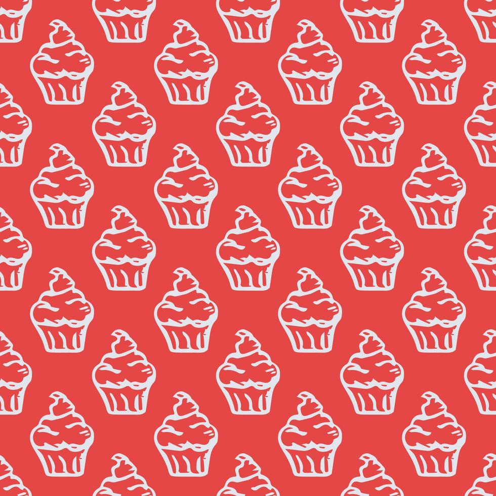 Seamless cake pattern. Sweets and candy background. Doodle vector illustration with sweets and candy icons