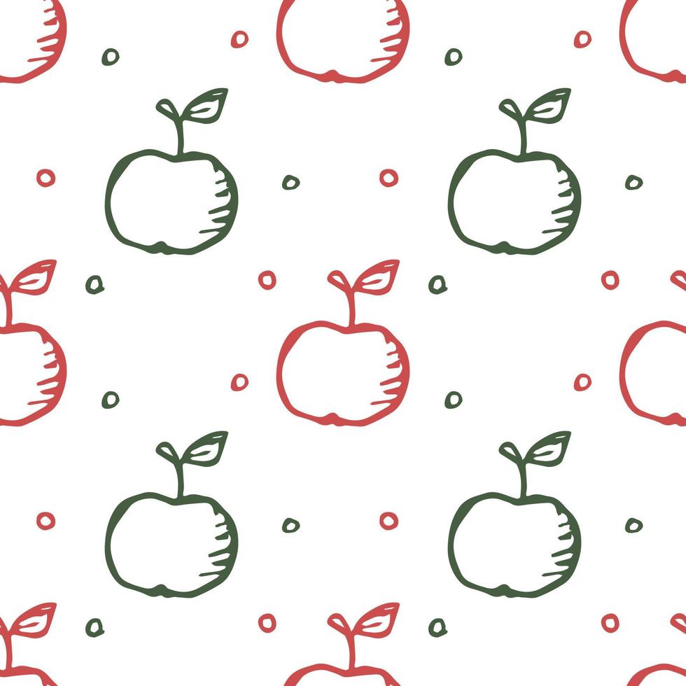 Seamless apple pattern. seamless doodle pattern with apples vector