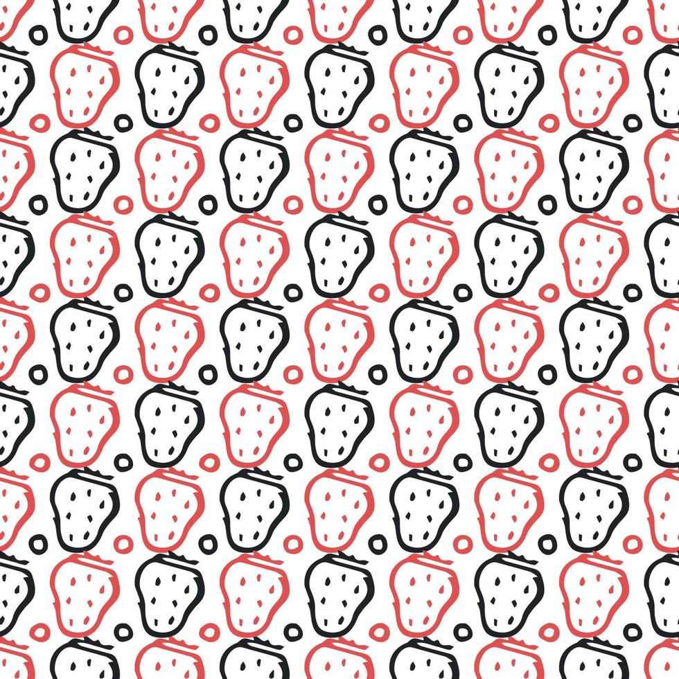 Seamless strawberries pattern. Doodle vector with red strawberries icons. Vintage strawberries pattern