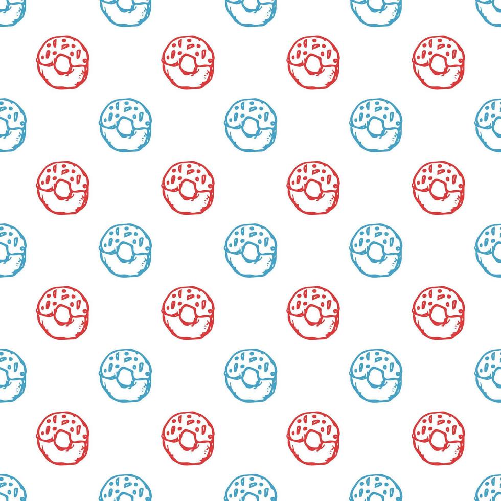 seamless donut pattern. Doodle vector pattern with donut icons. donut background