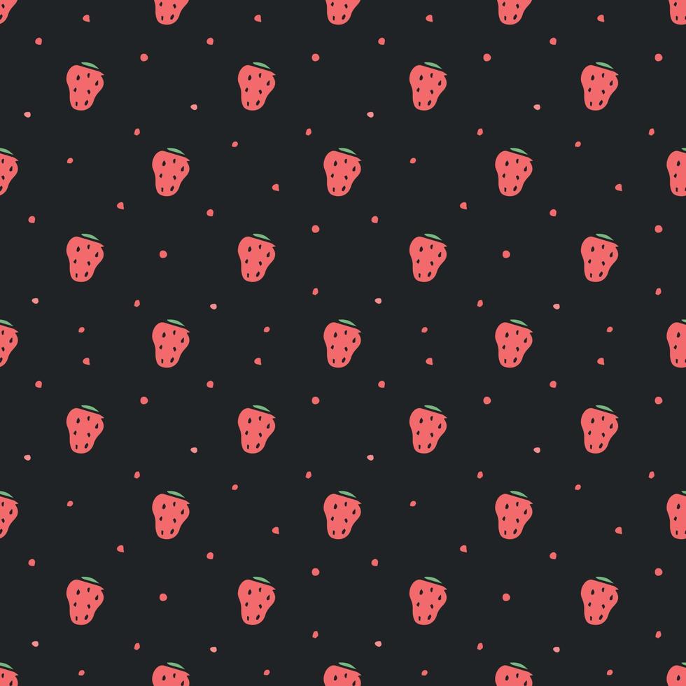 Seamless strawberry pattern. Doodle vector with strawberry icons. Vintage strawberry pattern