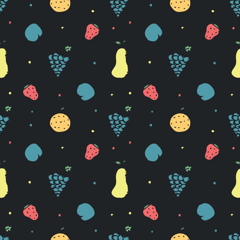 patrón de frutas sin fisuras. garabatear fondo con iconos de frutas. fondo de frutas vector