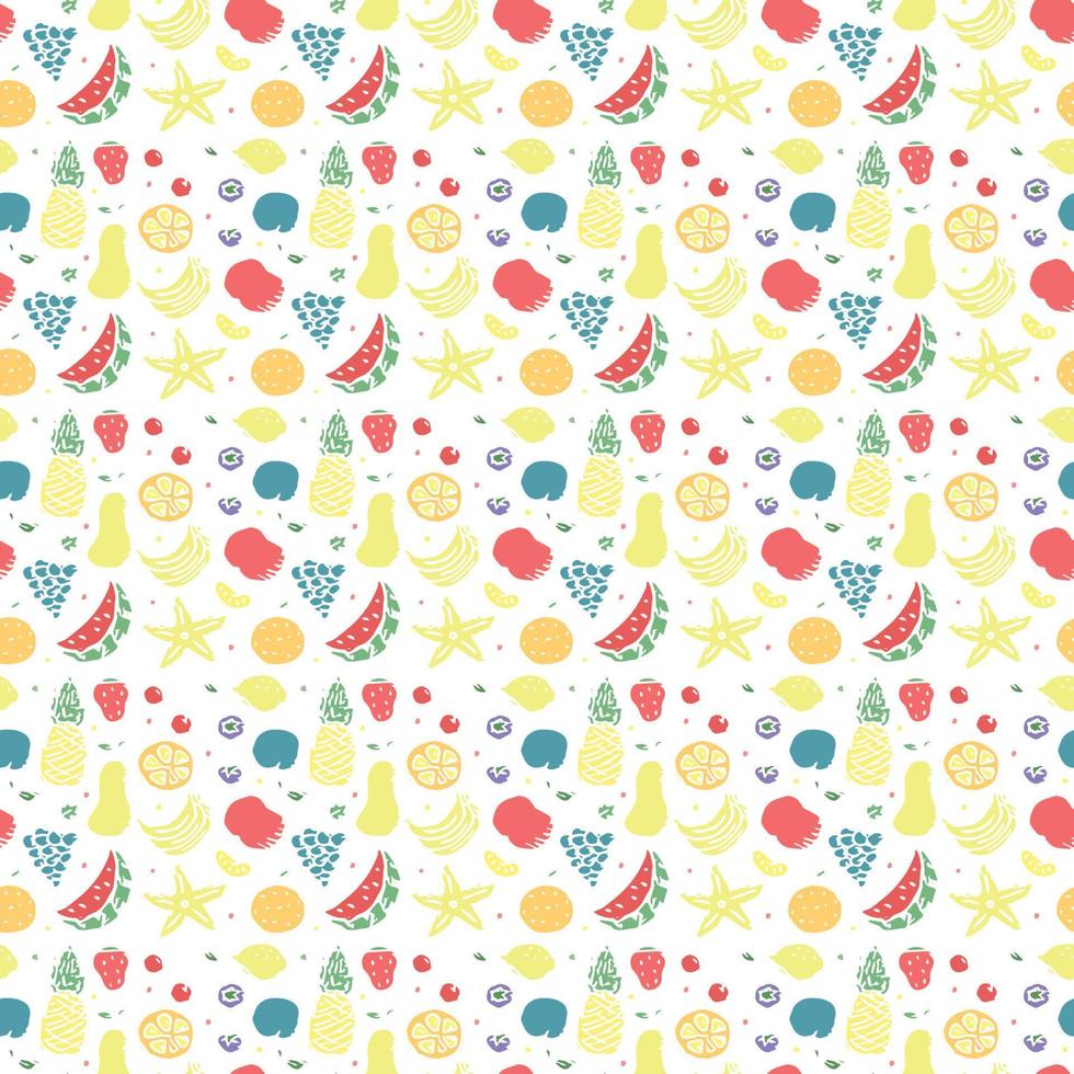 Seamless fruit pattern. doodle background with fruit icons. Fruit background vector
