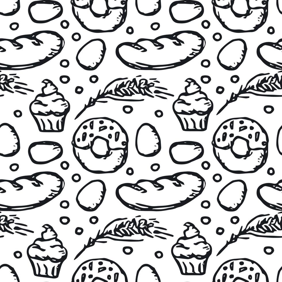 Seamless pattern with food icons. doodle food pattern vector
