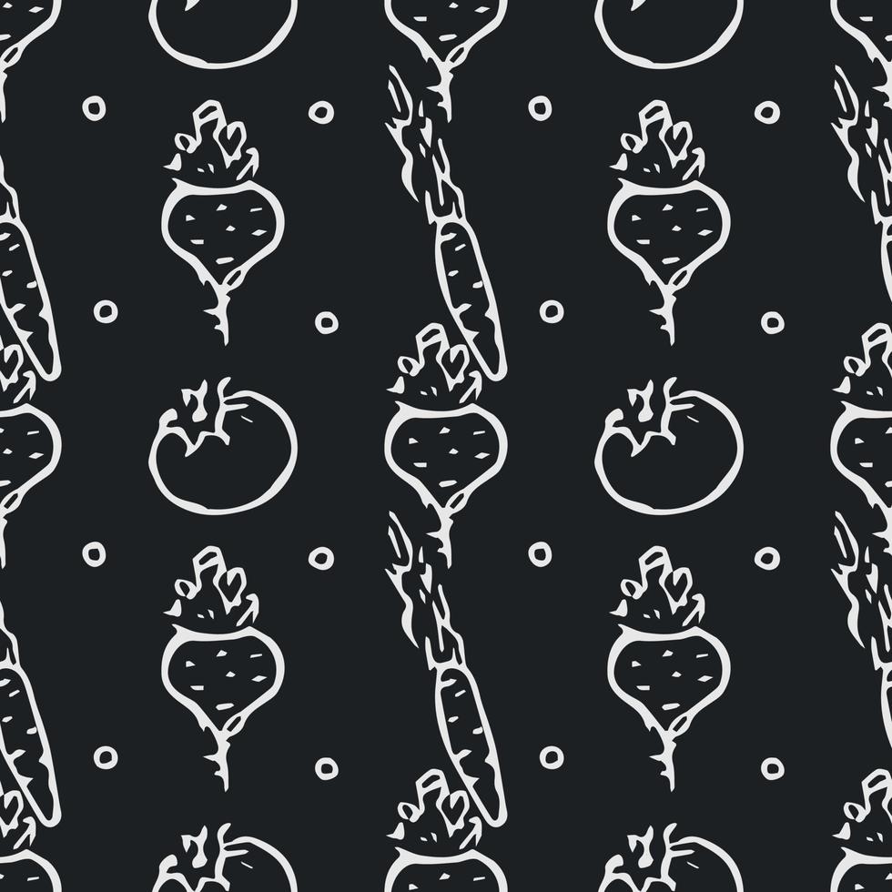 Seamless pattern with vegetable icons. doodle vegetables pattern. Food background vector