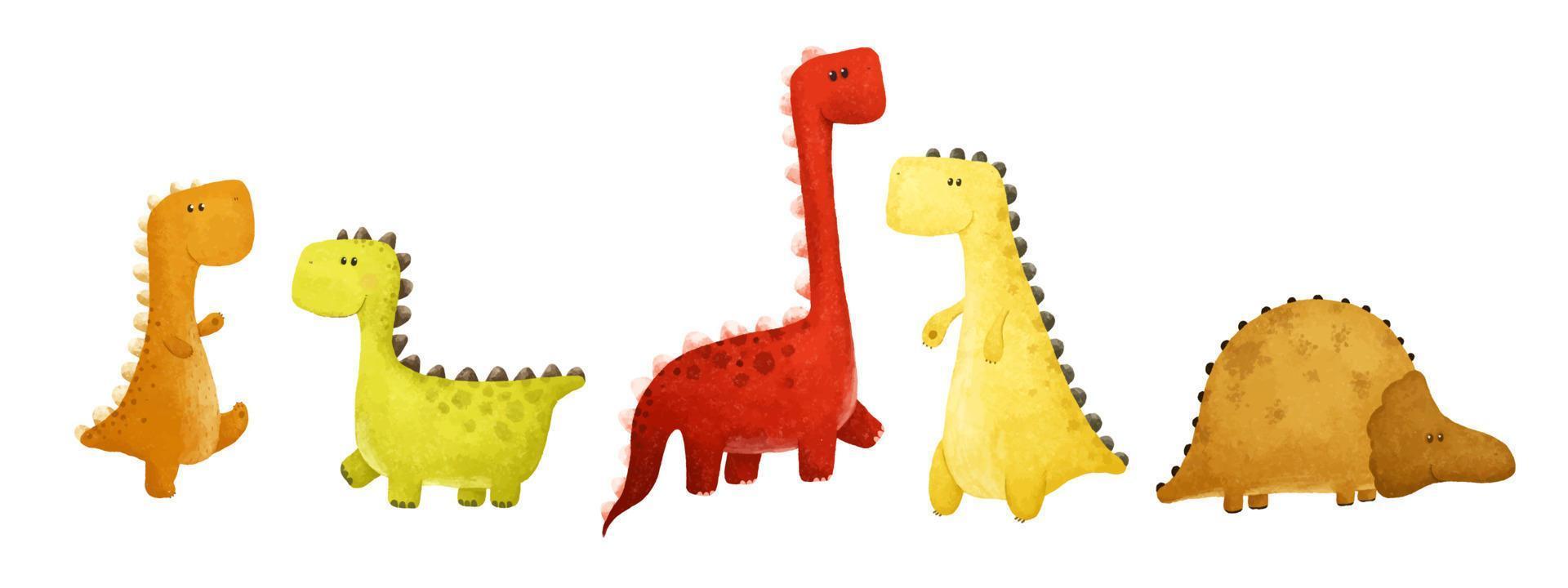 cute funny color dino, dinosaur illustration, dino design, childish art, design print for nursery vector