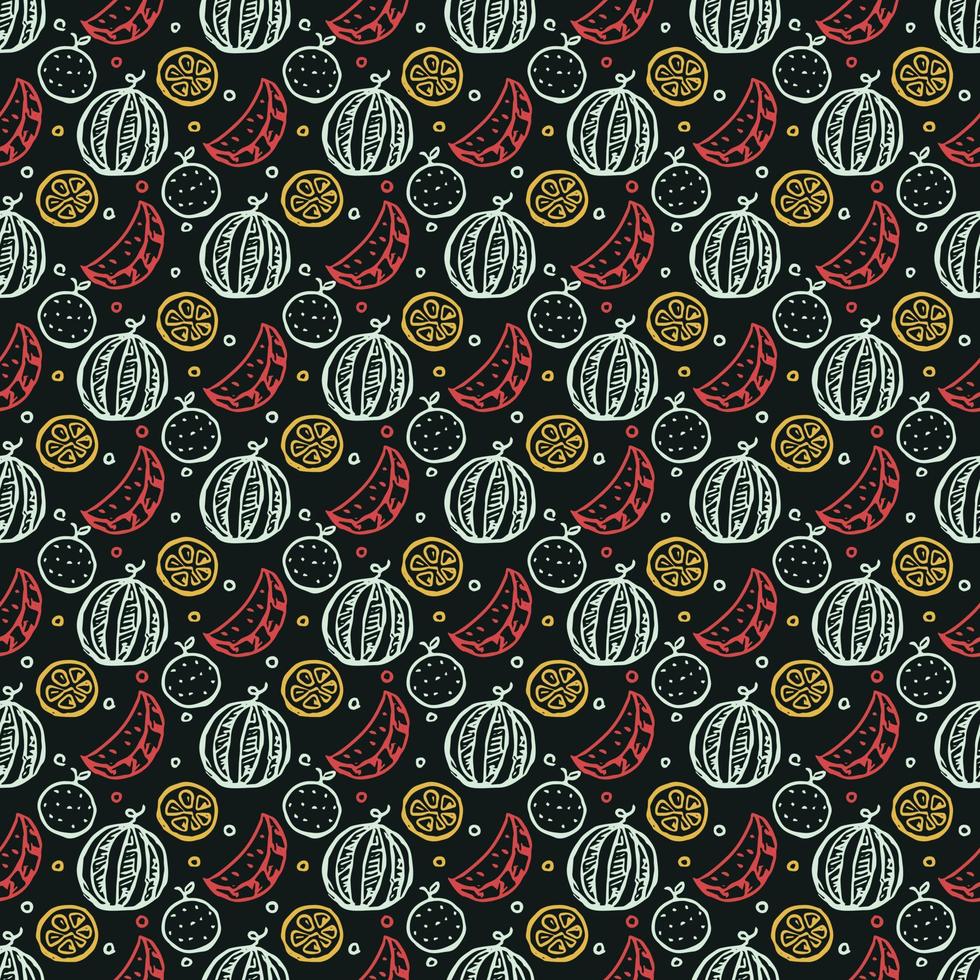 Seamless fruit pattern. doodle background with fruit icons. Fruit background vector