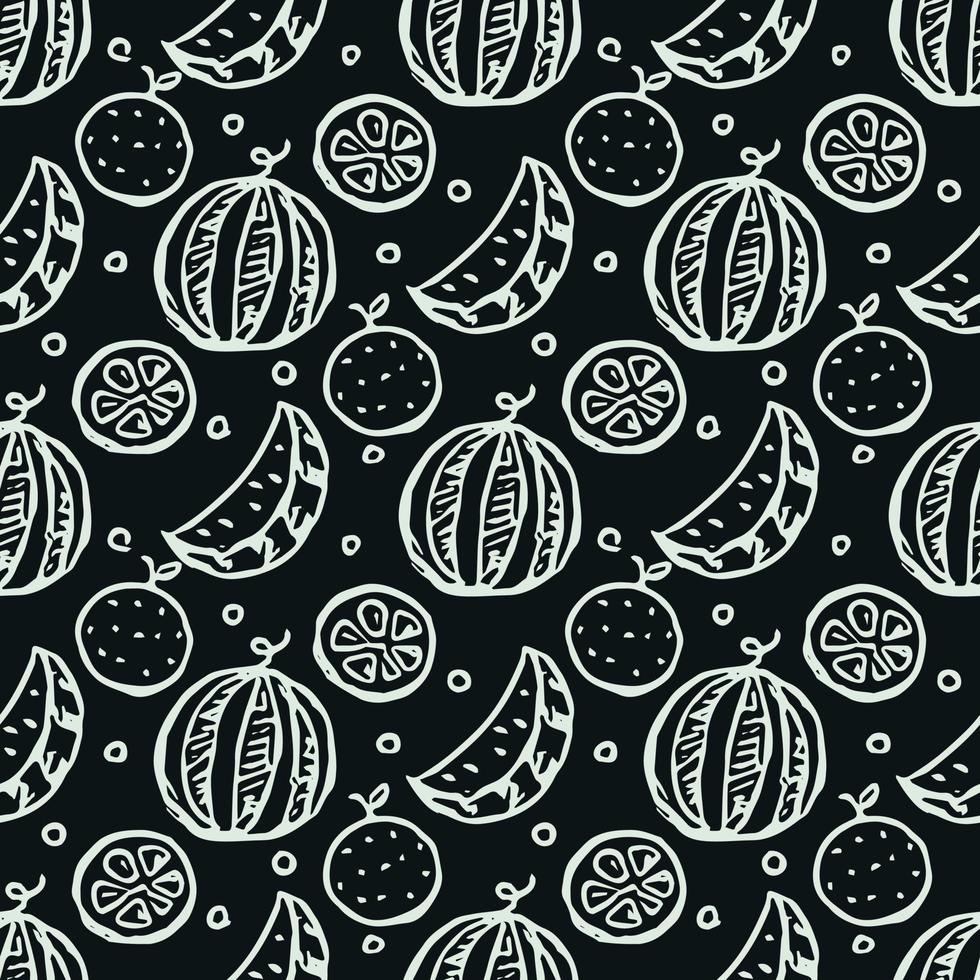 Seamless fruit pattern. doodle background with fruit icons. Fruit background vector