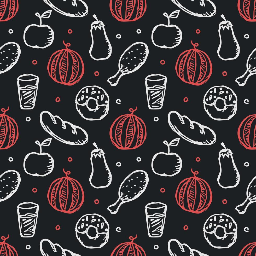 Seamless pattern with food icons. doodle food pattern vector
