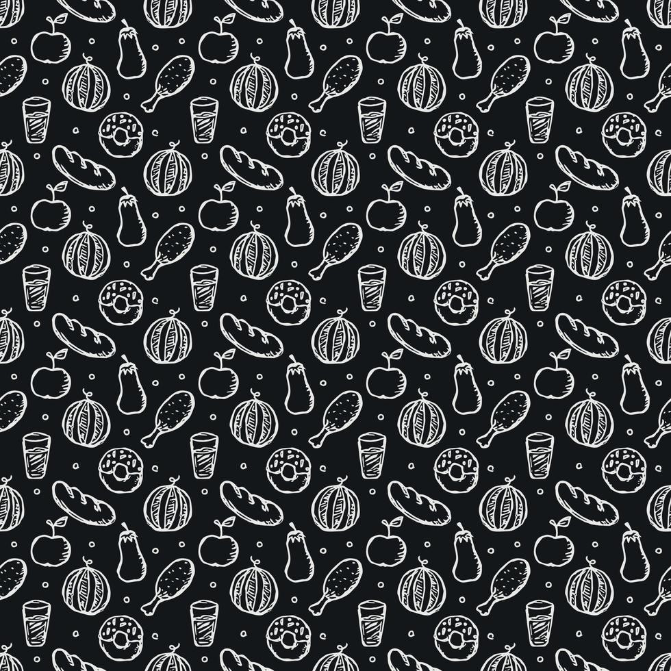 Seamless pattern with food icons. doodle food pattern vector