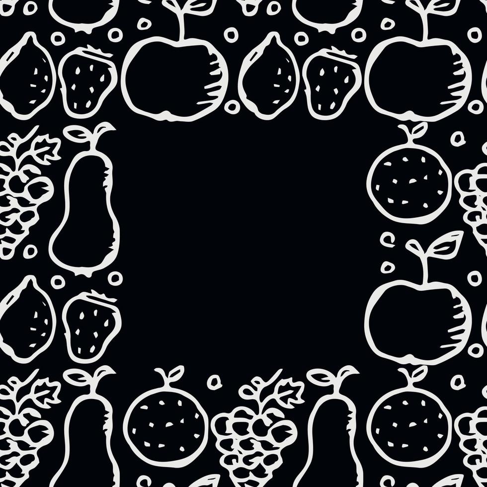 patrón de frutas sin fisuras. garabatear fondo con iconos de frutas. fondo de frutas vector