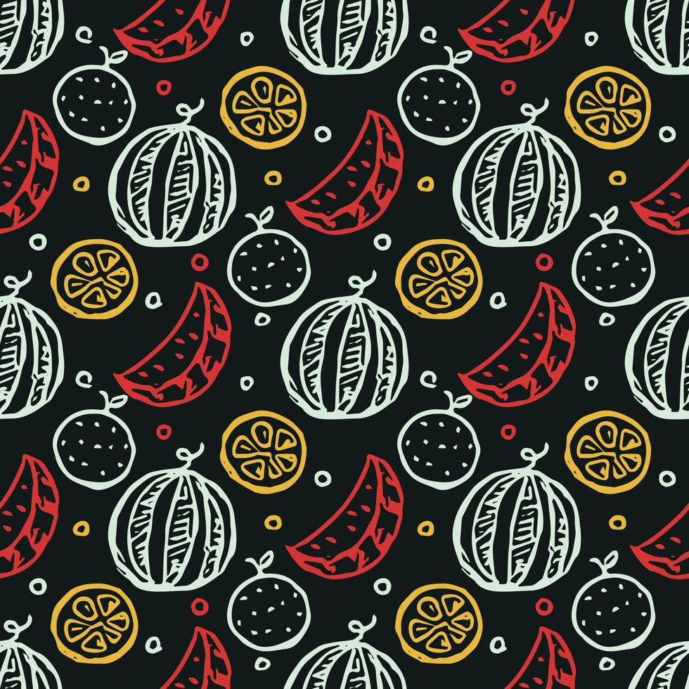 Seamless fruit pattern. doodle background with fruit icons. Fruit background vector