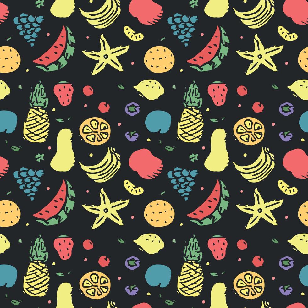 Seamless fruit pattern. doodle background with fruit icons. Fruit background vector