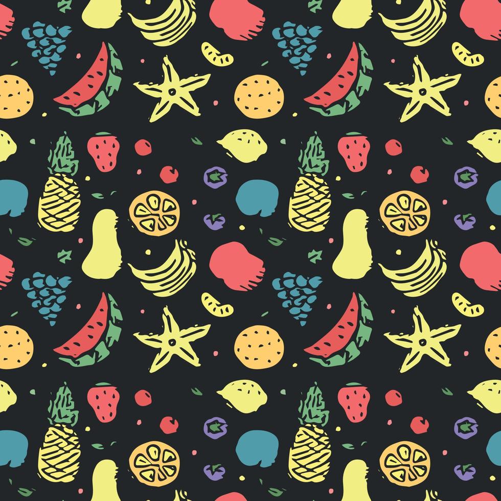 Seamless fruit pattern. doodle background with fruit icons. Fruit background vector