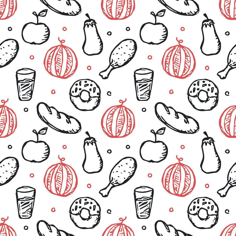 Seamless pattern with food icons. doodle food pattern vector