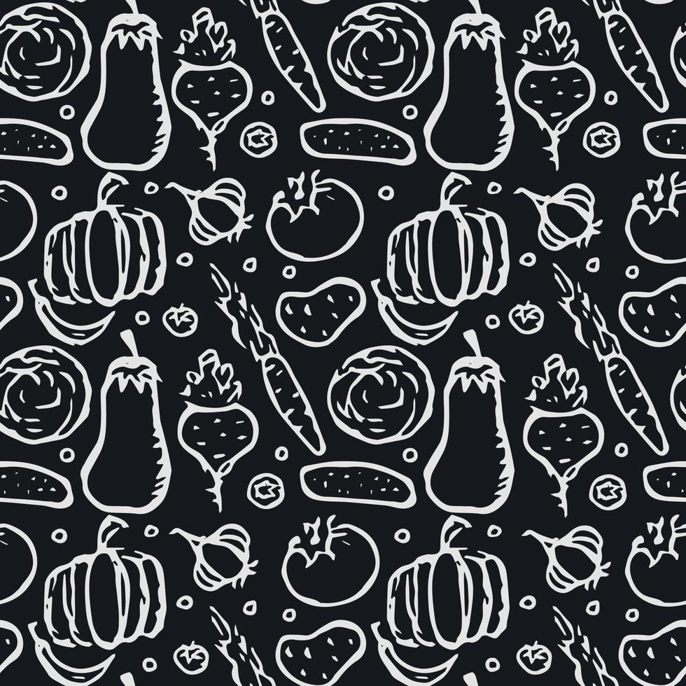 Seamless pattern with vegetable icons. doodle vegetables pattern. Food background vector