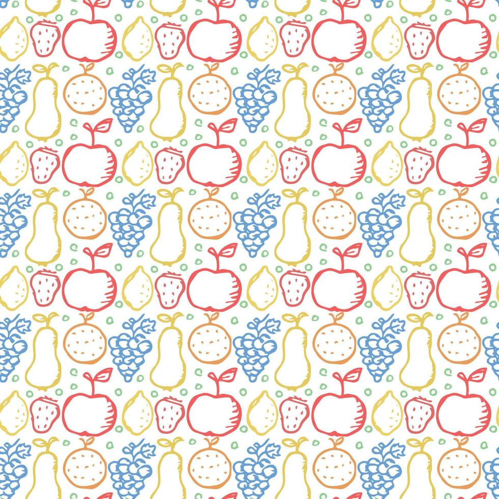 Seamless fruit pattern. doodle background with fruit icons. Fruit background vector