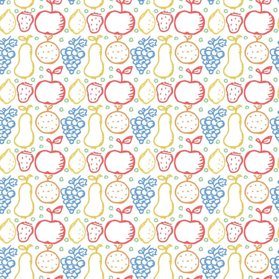 Seamless fruit pattern. doodle background with fruit icons. Fruit background vector