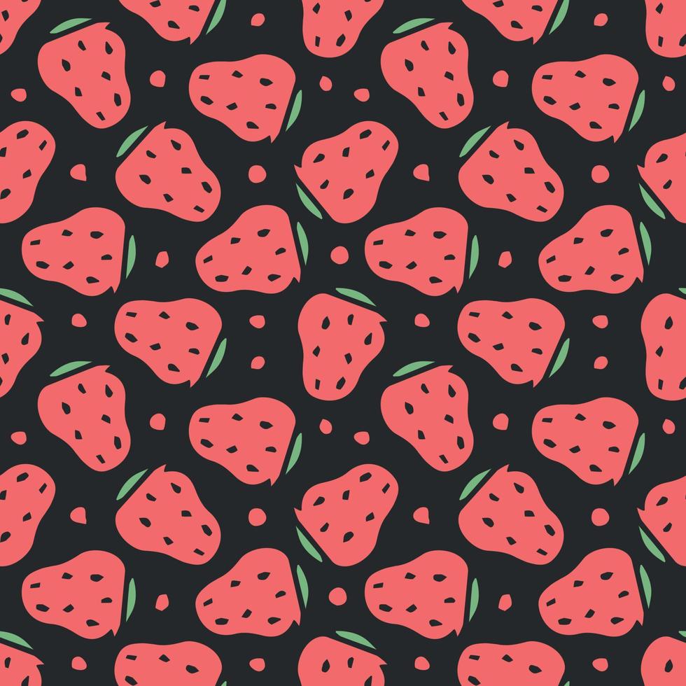 Seamless strawberry pattern. Doodle vector with strawberry icons. Vintage strawberry pattern