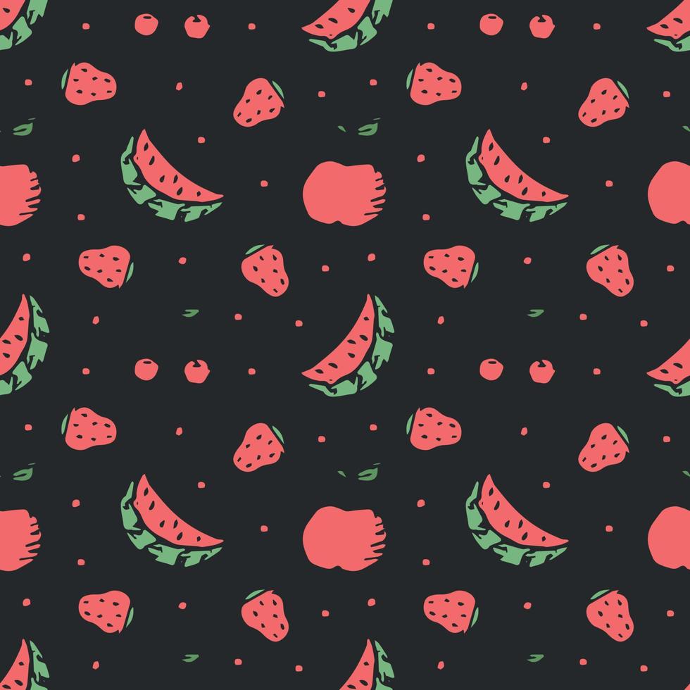 Seamless fruit pattern. doodle background with fruit icons. Fruit background vector