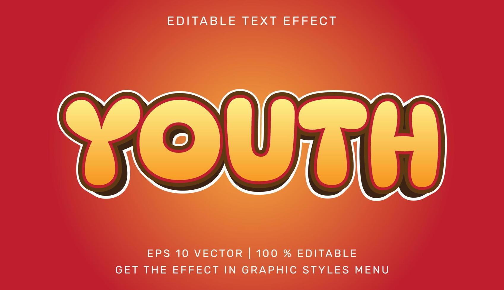 Youth 3d editable text effect vector