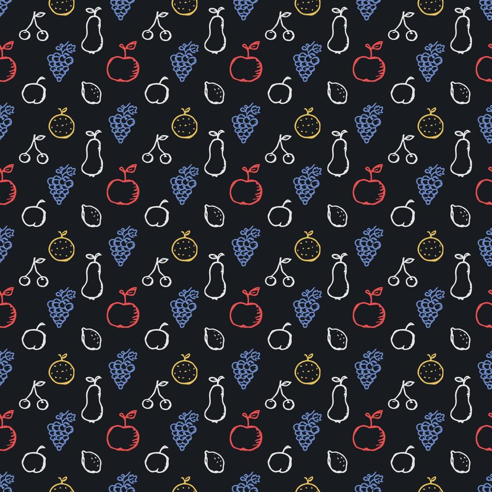 Seamless fruit pattern. doodle background with fruit icons. Fruit background vector