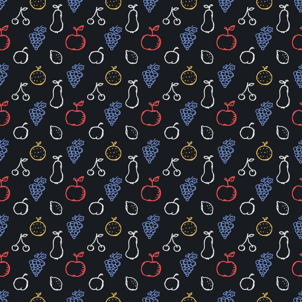 Seamless fruit pattern. doodle background with fruit icons. Fruit background vector