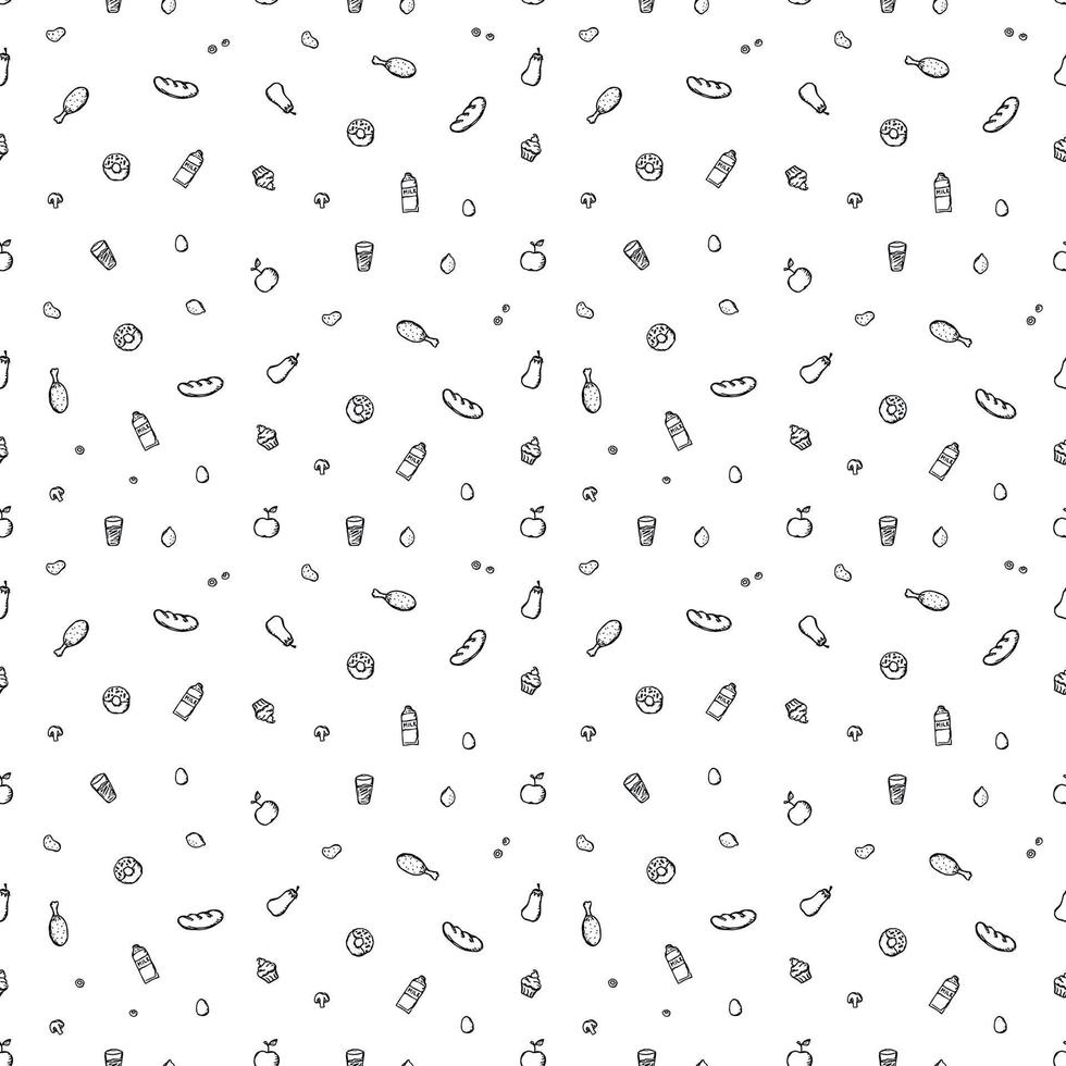 Seamless pattern with food icons. doodle food pattern. Food background vector