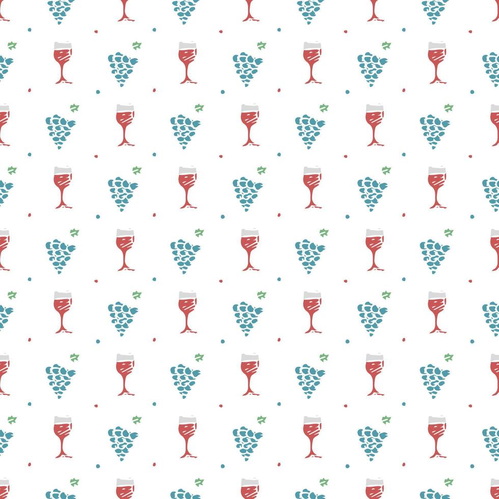 seamless wine pattern. vector doodle illustration with wine and grape. pattern with wine
