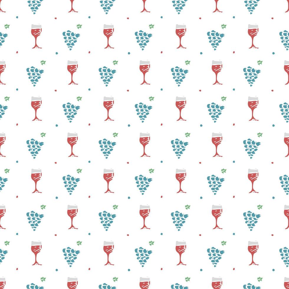 seamless wine pattern. vector doodle illustration with wine and grape. pattern with wine