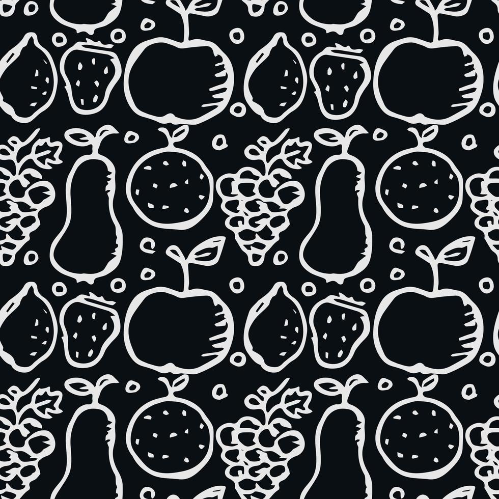 Seamless fruit pattern. doodle background with fruit icons. Fruit background vector