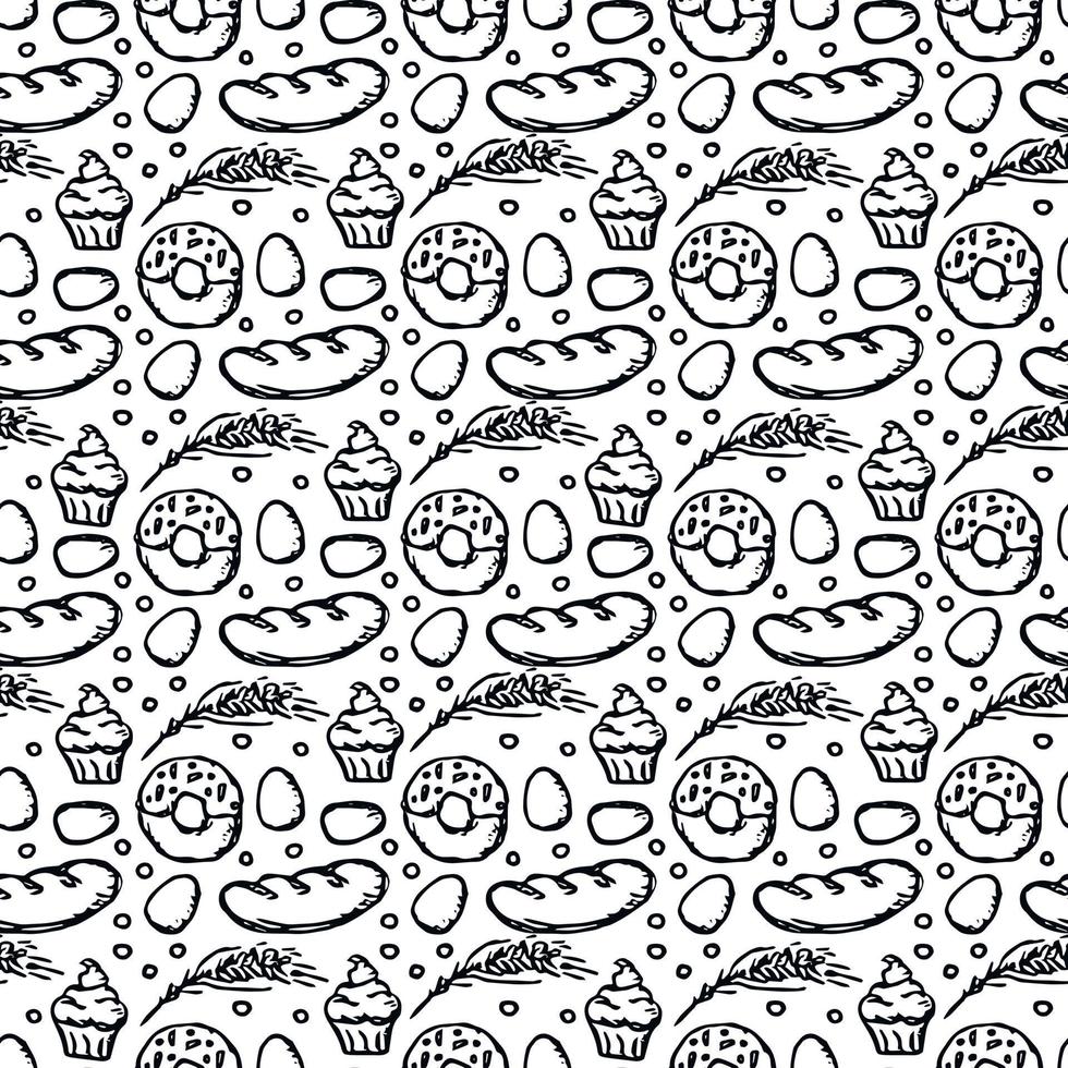 Seamless pattern with food icons. doodle food pattern vector