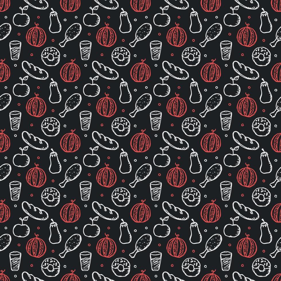 Seamless pattern with food icons. doodle food pattern vector