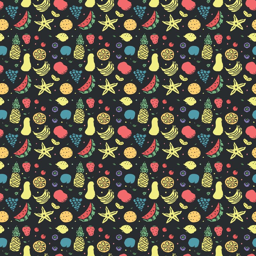 Seamless fruit pattern. doodle background with fruit icons. Fruit background vector