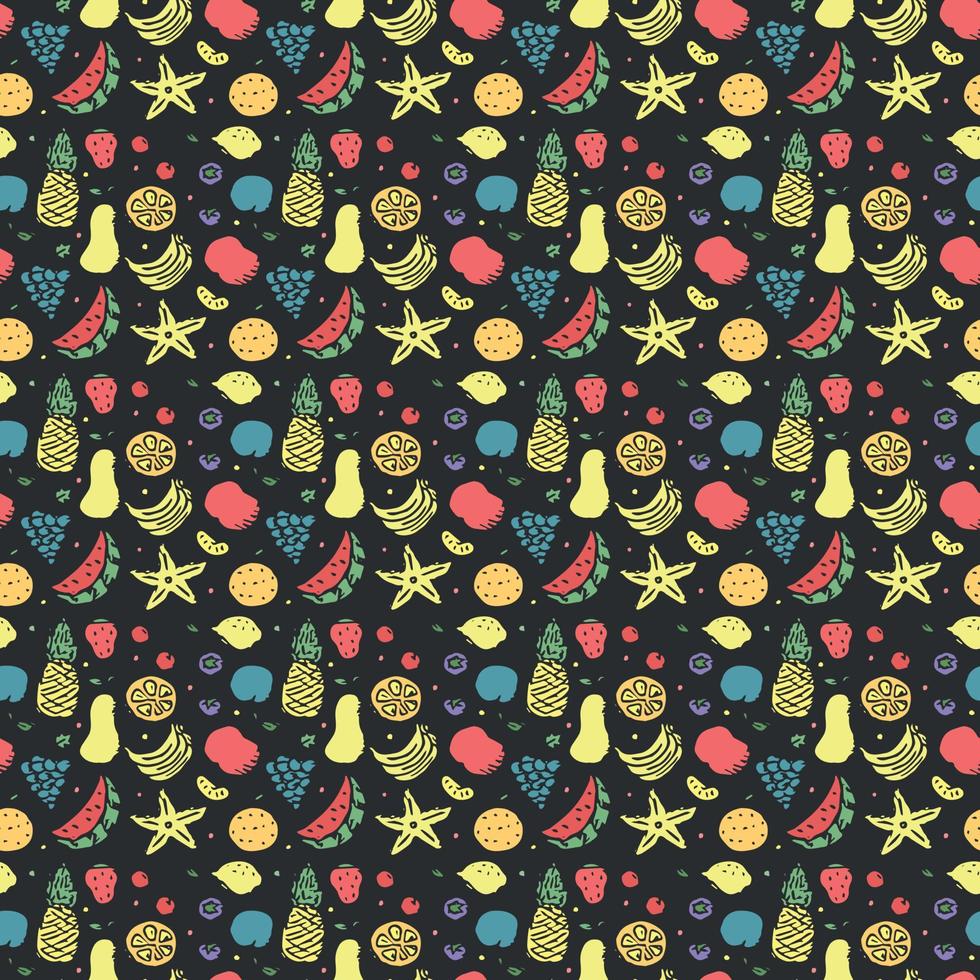 Seamless fruit pattern. doodle background with fruit icons. Fruit background vector