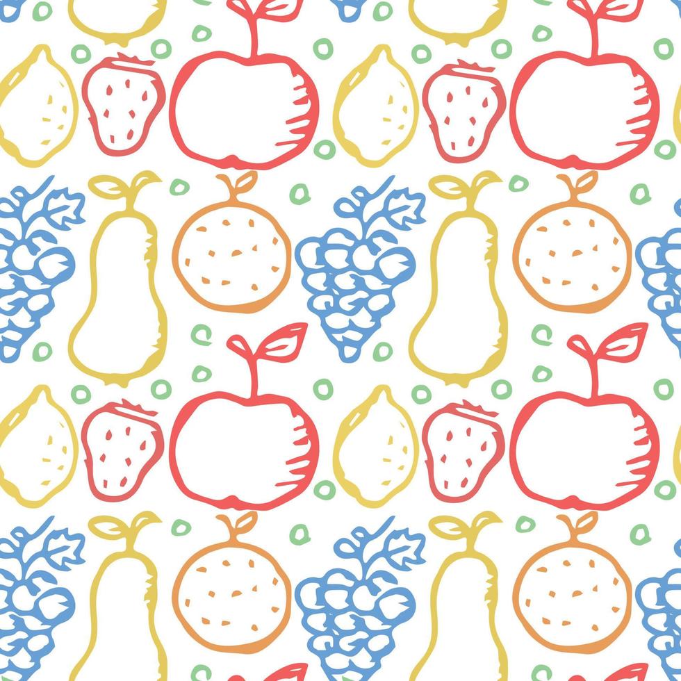Seamless fruit pattern. doodle background with fruit icons. Fruit background vector