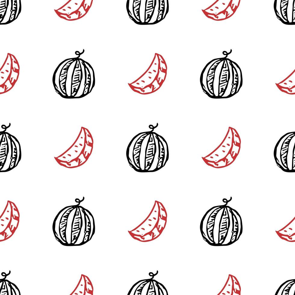 seamless watermelon pattern. vector doodle illustration with watermelon. pattern with watermelon