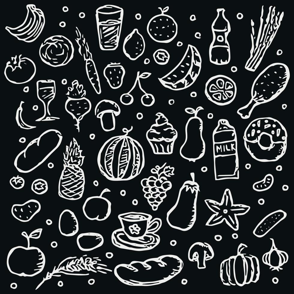 food icons. doodle food illustration. Food background vector