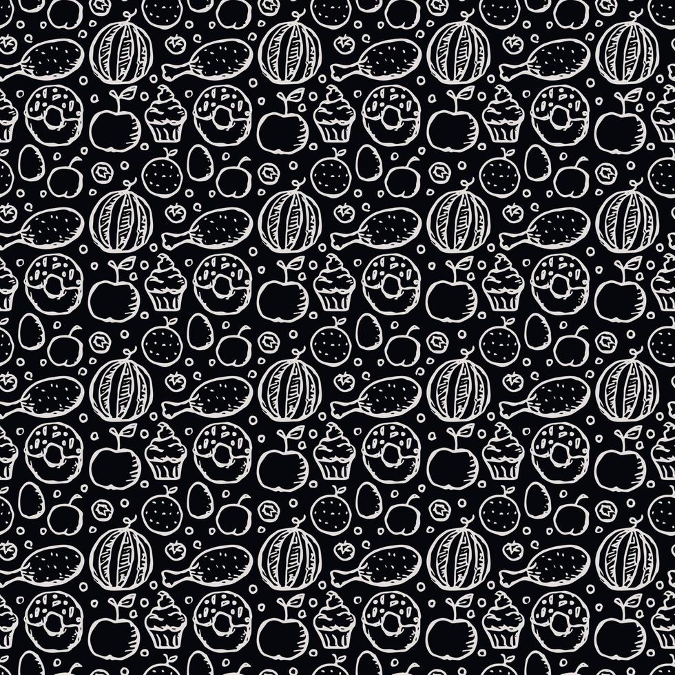 Seamless pattern with food icons. doodle food pattern. Food background vector