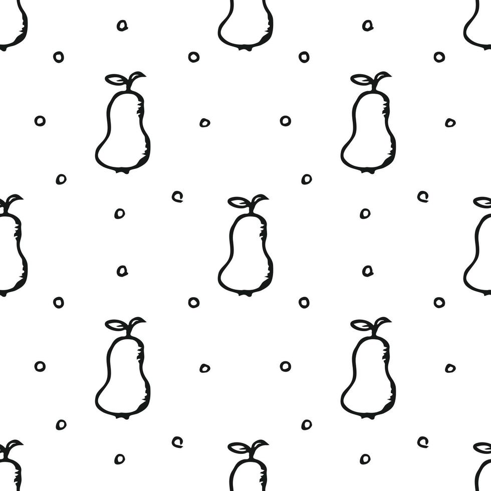 Seamless pattern with pear icons. pear background. Doodle vector illustration with fruits