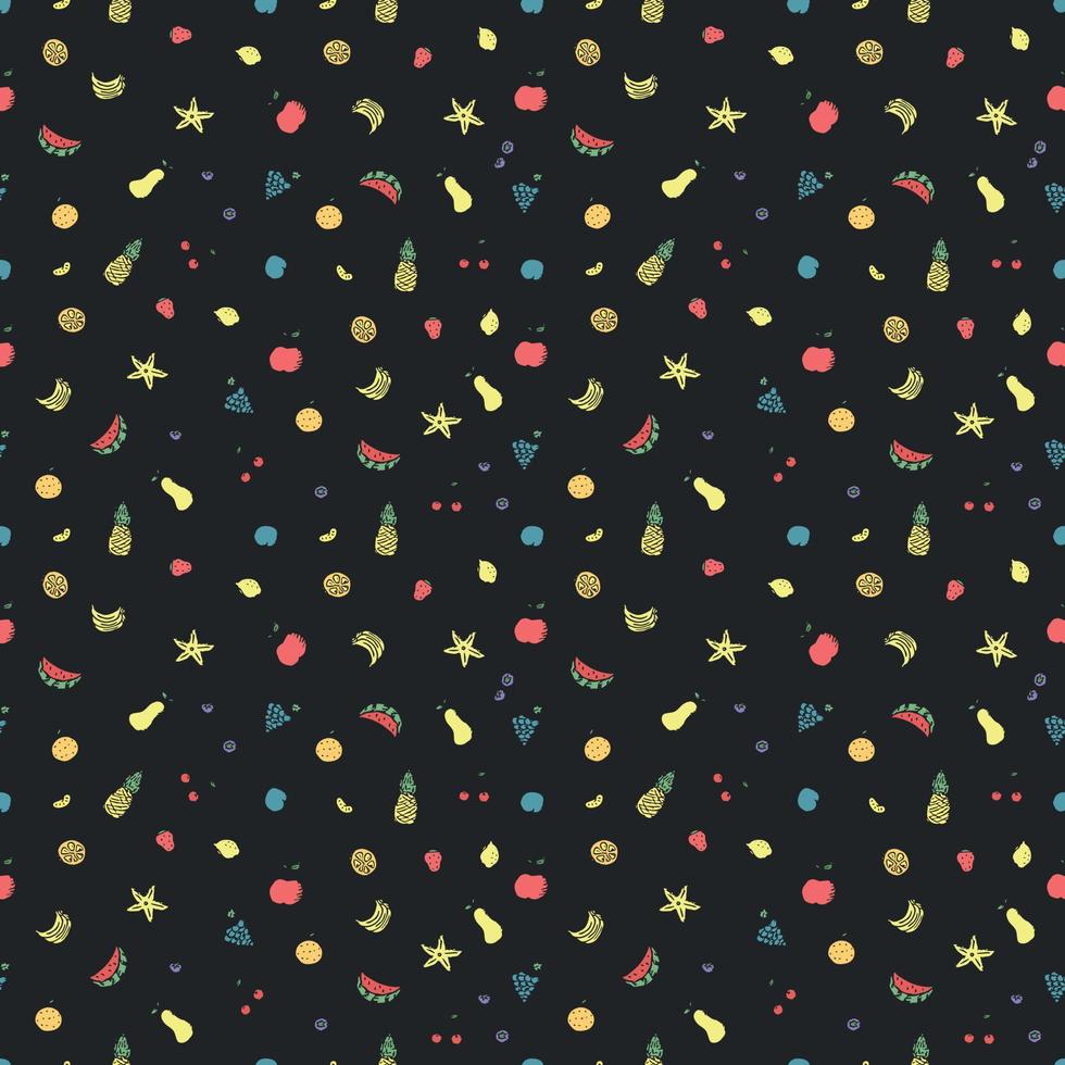 Seamless fruit pattern. doodle background with fruit icons. Fruit background vector