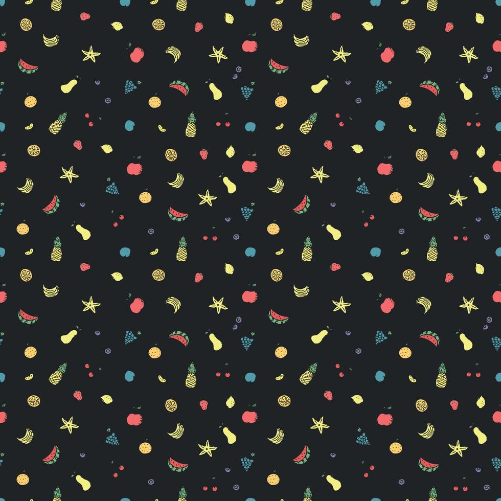 Seamless fruit pattern. doodle background with fruit icons. Fruit background vector