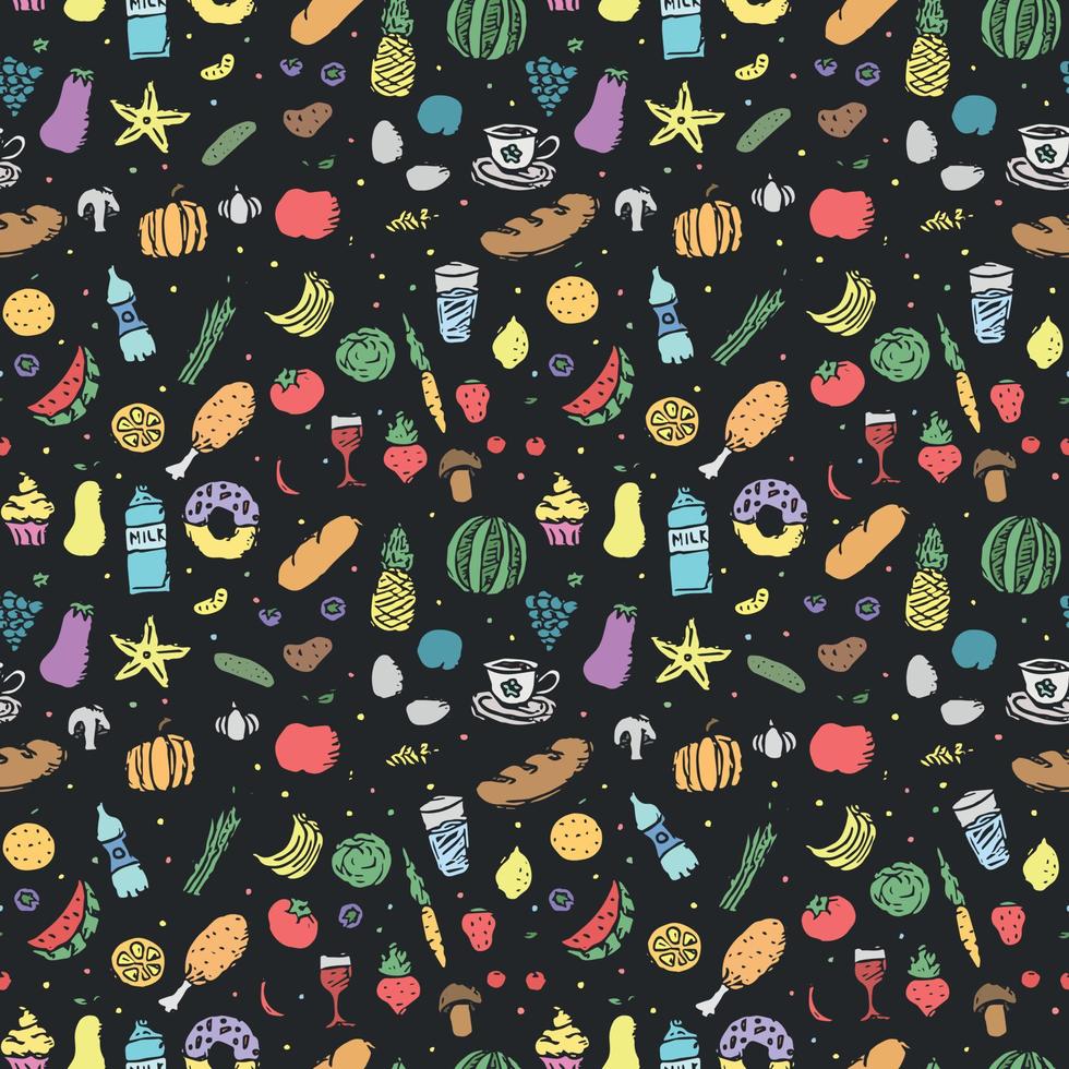 Seamless pattern with food icons. doodle food pattern. Food background vector