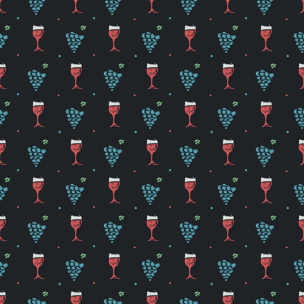 seamless wine pattern. vector doodle illustration with wine and grape. pattern with wine