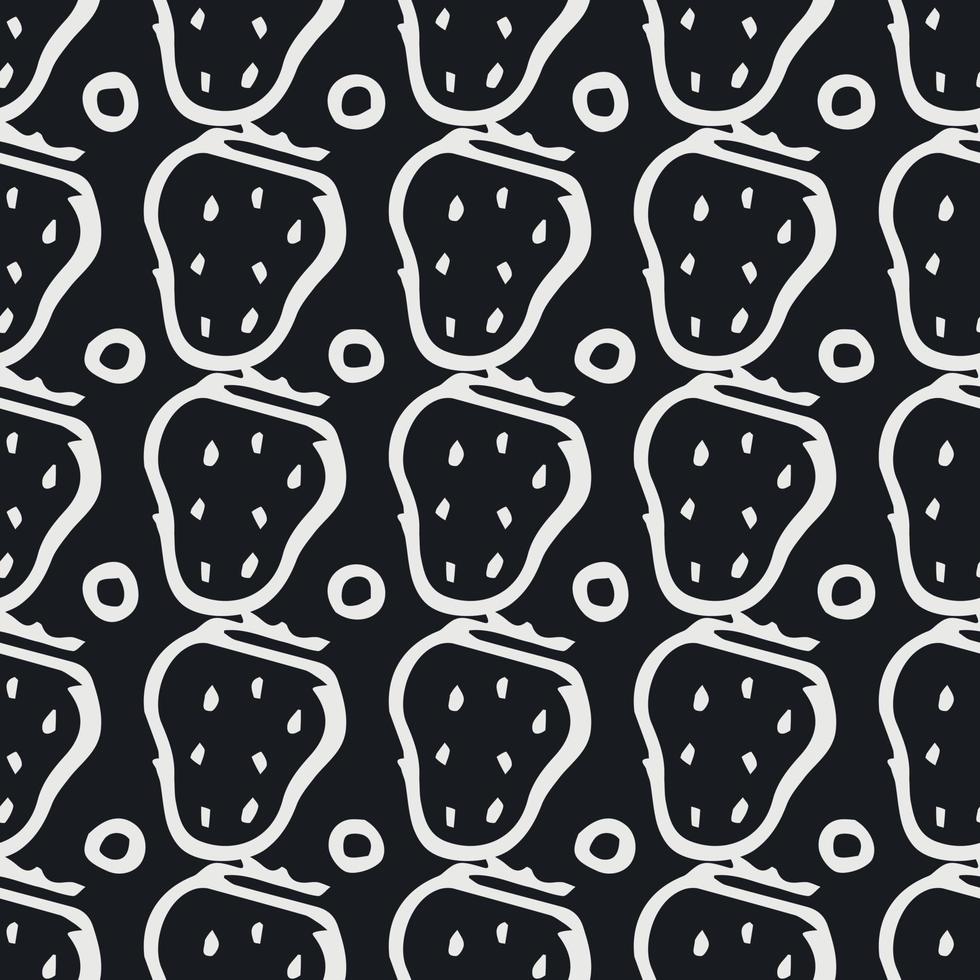 Seamless strawberries pattern. Doodle vector with red strawberries icons. Vintage strawberries pattern