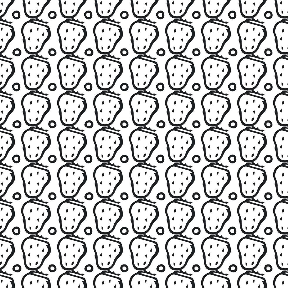 Seamless strawberries pattern. Doodle vector with red strawberries icons. Vintage strawberries pattern